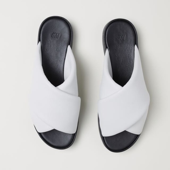H&M Premium Quality Padded Leather Sandals in White | Size 7